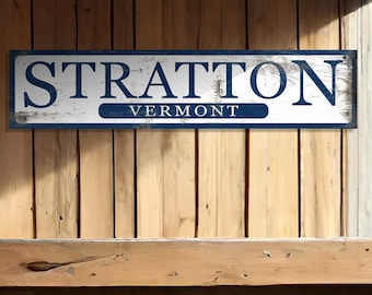 Personalized Ski Resort Sign | Personalized Wooden Resort Stratton Resort Sign for Ski Lodge and Mountain Cabin Decor