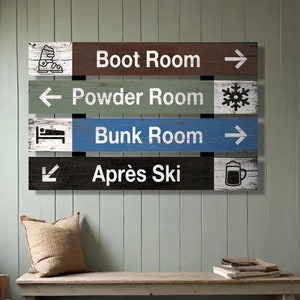 Custom Ski Trail Sign | Personalized Wooden Ski Resort Sign for Ski Lodge and Mountain Cabin Decor