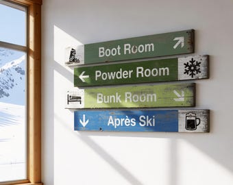 Personalized Trail Sign - Rustic Wood Ski Resort Sign for Lodge and Mountain Cabin