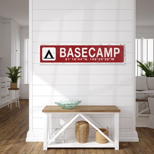 Custom Base Camp Rustic Wood Sign, GPS Coordinates, Distressed Cabin Decor, Airbnb  Wall Art, Over The Couch Sign, Unique Housewarming Gift