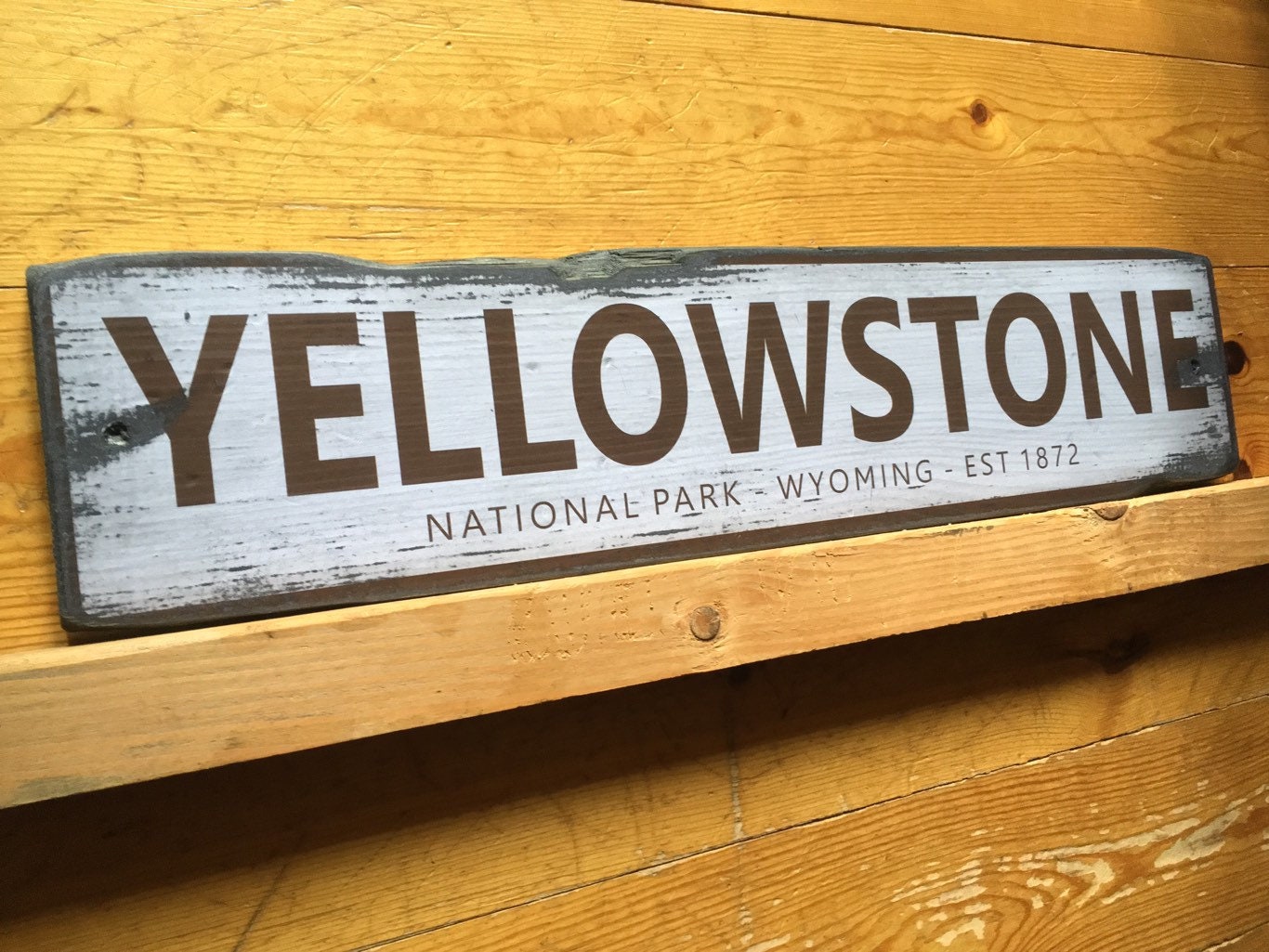 Custom Next Rustic Distressed Wood Sign ENS1001713 Yellowstone National Park 
