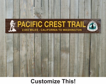 Pacific Crest Trail rustic wood sign, vintage reproduction, PCT, woodsy cabin decor, modern mountain decor, gift for hiker