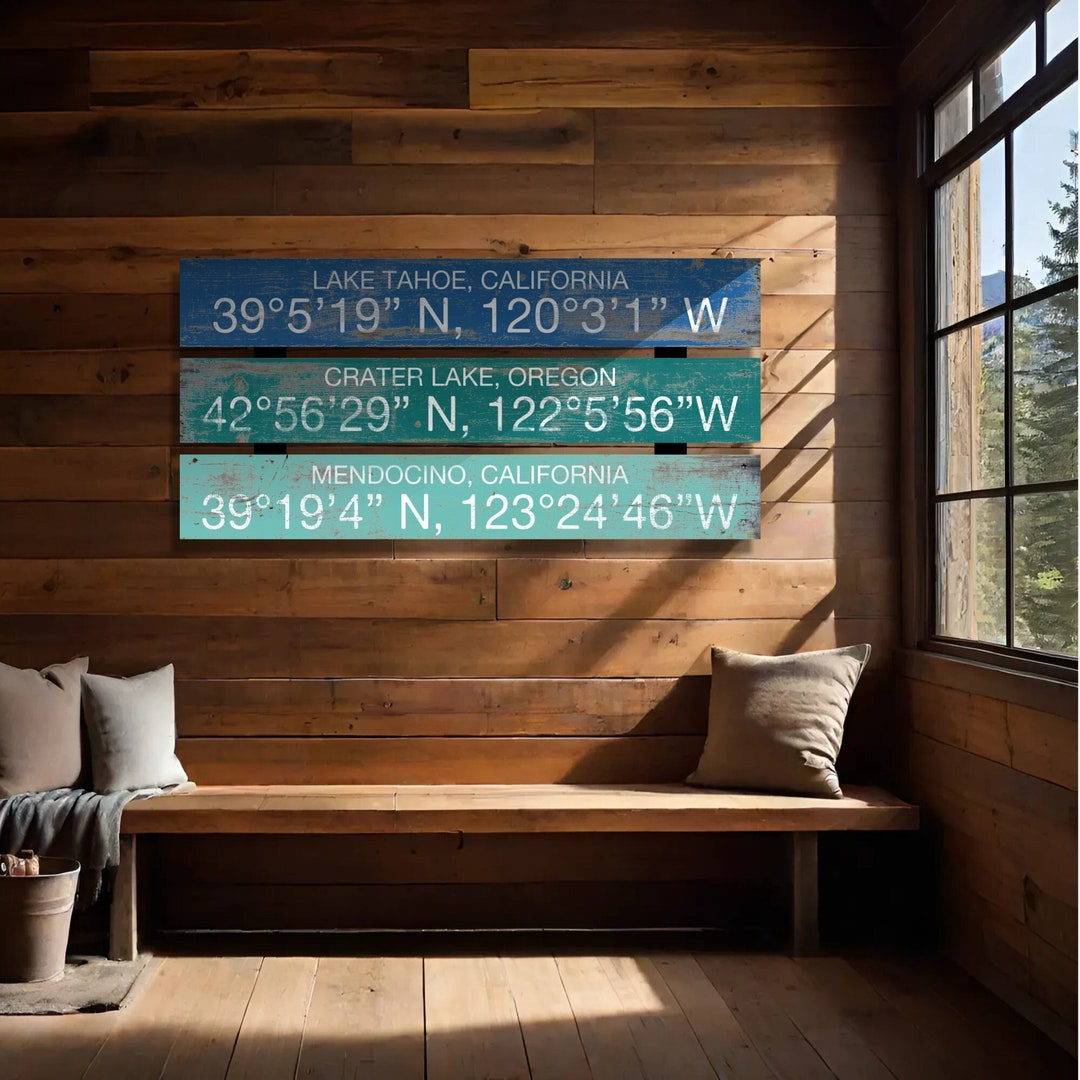 Personalize This Wood Coordinates GPS Sign, Memory Wall Decor With a ...