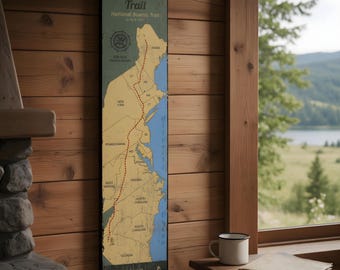 Appalachian Trail Map Sign, Rustic and Woodsy Cabin Decor