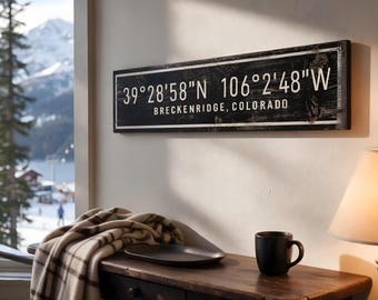 Custom Coordinates Wood Sign - Rustic Memory Wall Cabin Decor