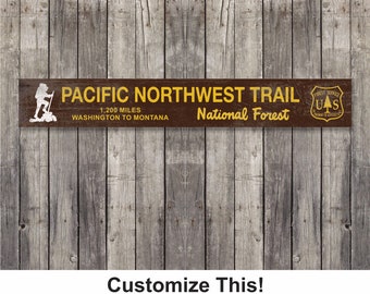 Pacific Northwest Trail rustic wood sign, national forest vintage reproduction, woodsy cabin decor, modern mountain decor, gift for hiker
