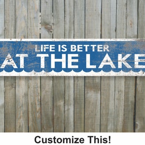 Life is Better at the Lake, Rustic Wood Sign, Lake, River Beach House Signs, Airbnb Decor, Distressed Mountain Decor for Home and Cabin