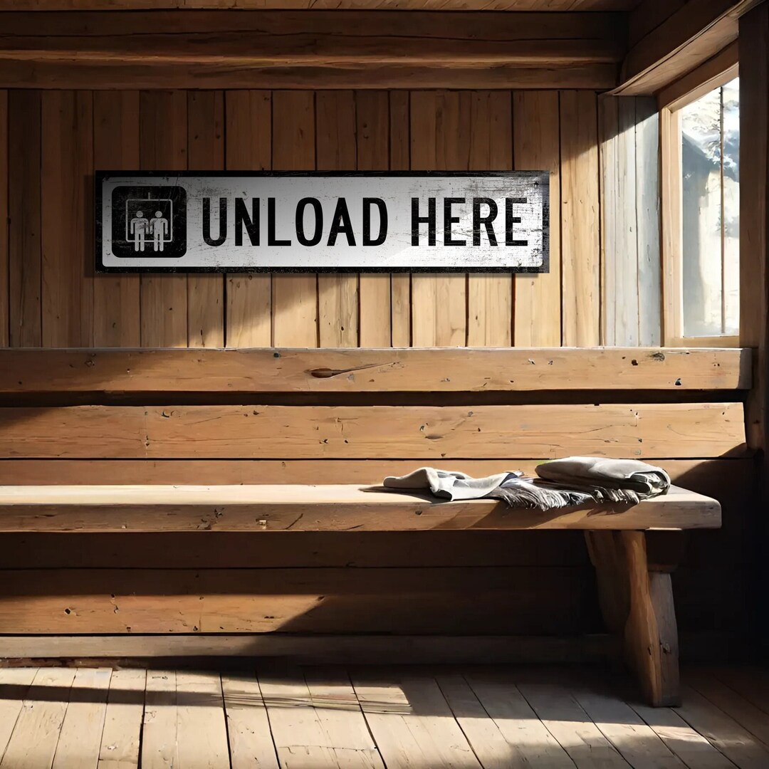 Custom Ski Trail Sign - Rustic Wood Unload Here Wall Art for Ski Lodge ...