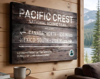 Custom Pacific Crest Trail Wood Sign – National Scenic Trail, Woodsy PCT Hiking Trail Decor