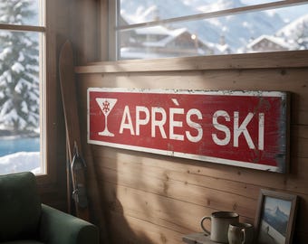 Custom Apres Ski Lodge Wood Sign - Weathered Vintage Style