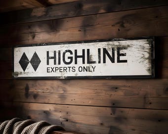 Personalized Expert Only Rustic Wood Ski Resort Sign - Weathered Vintage Style Cabin Decor