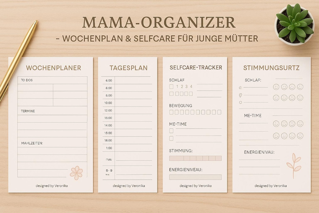 Printable Mom Organizer - Weekly Planner & Selfcare for Young Mothers ...