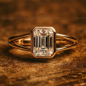 2 CT Emerald Cut Lab Grown Diamond Engagement Ring IGI Certified Lab Diamond Wedding Ring Vintage Anniversary Gifts Promise Ring For Girls