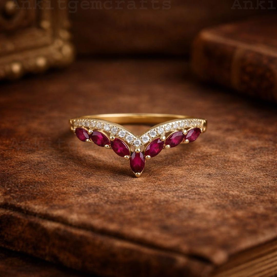 handmade ruby stone stacking ring delicate... 14k Solid Gold Ruby Ring Dainty Stacking Ring Marquise Cut Ruby Band ...