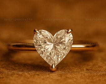 Delicate Heart Shape Moissanite Engagement Ring 14K Solid Gold Ring Anniversary Ring Solitaire Ring Proposal Ring For Her Promise Ring Gifts