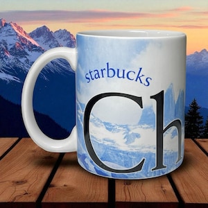 HTF Starbucks 2007 CHILE 12oz Coffee Mug Blue White Mug EUC