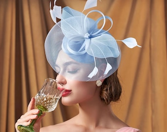 Classic Feather Bow Knot Fascinator, Classic Women’s Wedding Headpiece, Bridesmaid Tea Party Hat