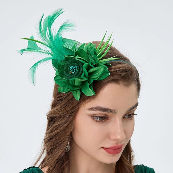 Elegant Feather Floral Fascinator, Wedding Tea Party Derby  display picture 2