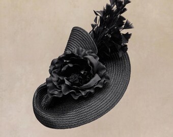 Vintage Style Black Pillbox Fascinator Hat: Derby, Weddings  display picture 1