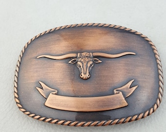 Fibbia Western Longhorn Steer * Argento Brillante E Oro * Bovino E Stelle * Sfondo Inciso * Adatto A Cinture Fino A 1 1/2" * Qualità Premium - Italia - Foto 5