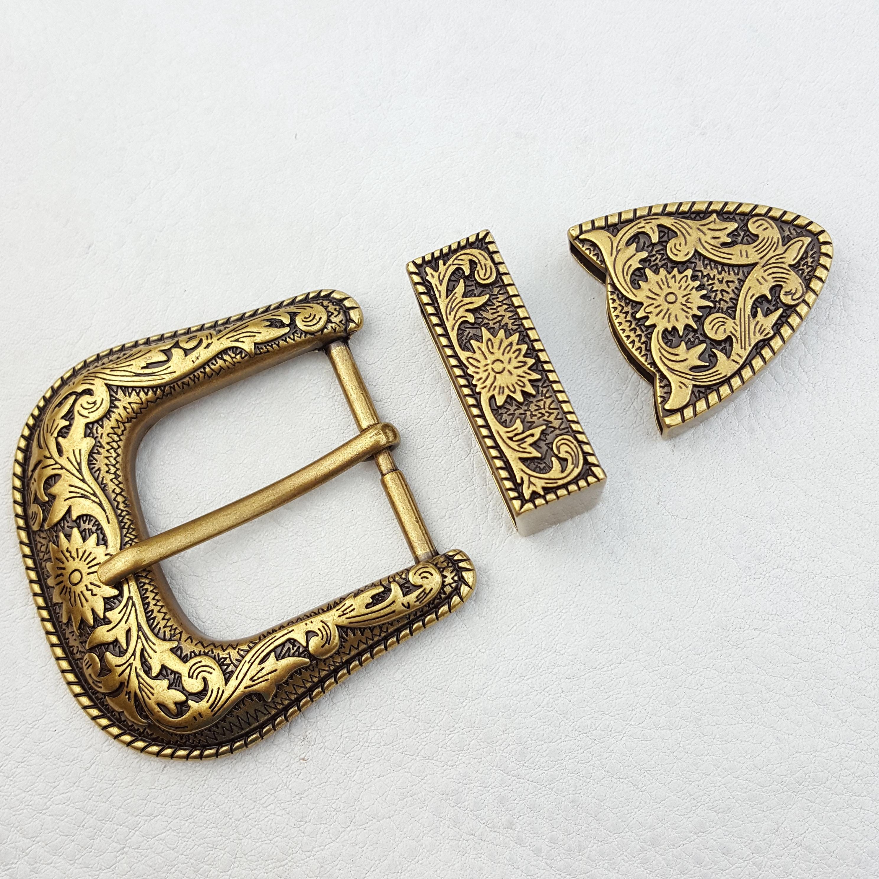 ウエスタンスタイルのシルバーまたは真鍮のバックルセット - Etsy 日本