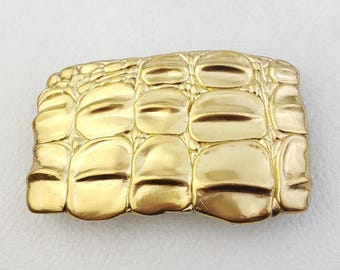 Dotty Smith Gold Alligator Buckle | 1980s Designer Belt  display picture 1