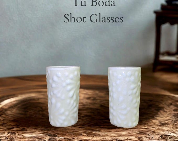 White on White Talavera Shot Glasses
