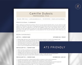 ATS-friendly resume template, ATS resume template for Canva, editable CV template, clean resume template