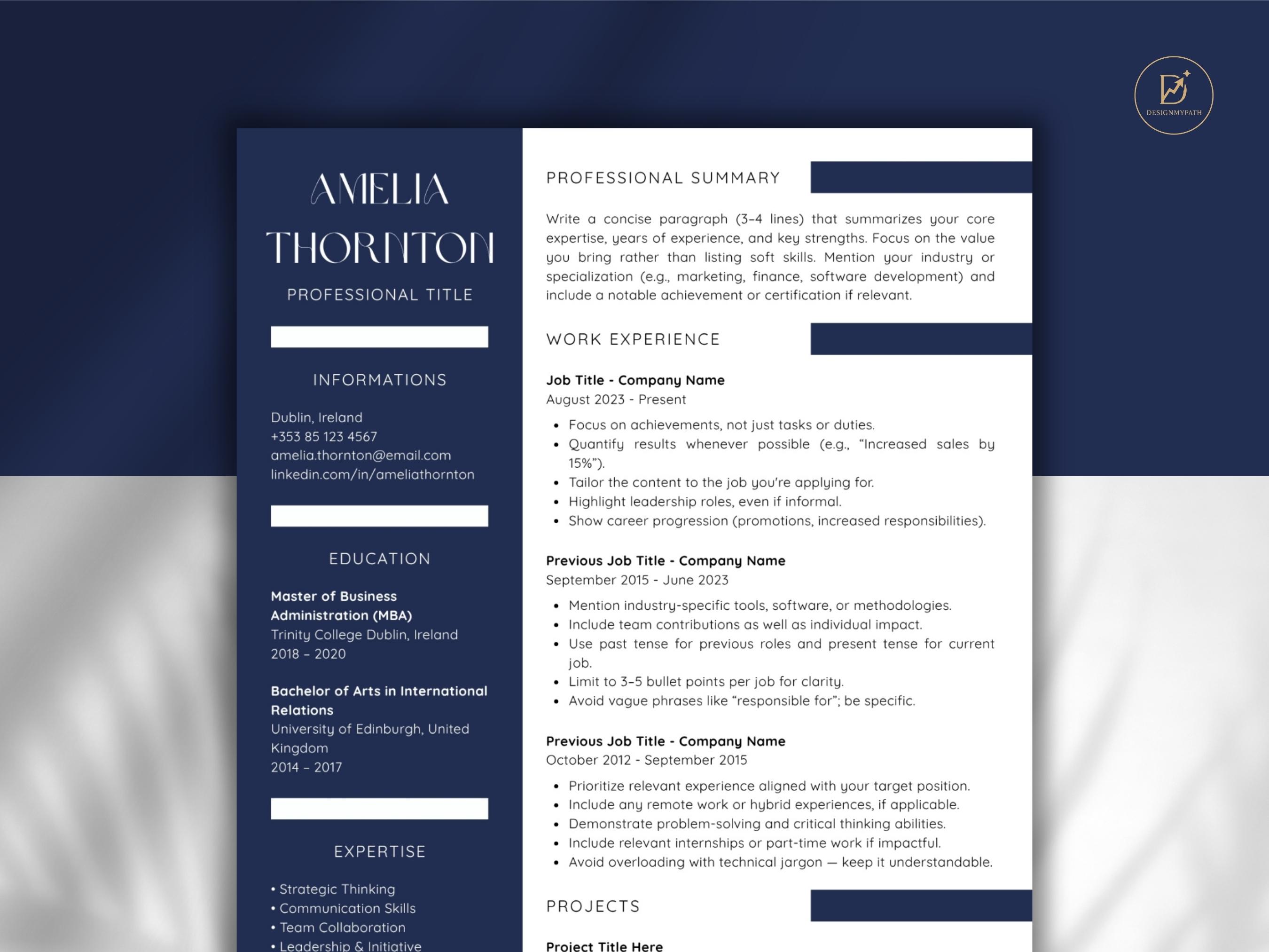 Modern Resume Template for Canva, Modern CV Template, Clean Canva ...