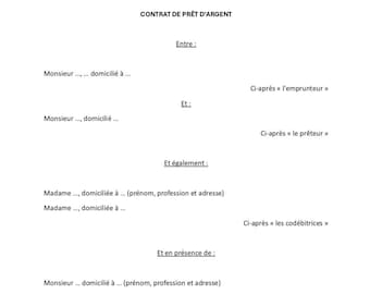 Money loan agreement PDF + WORD FR