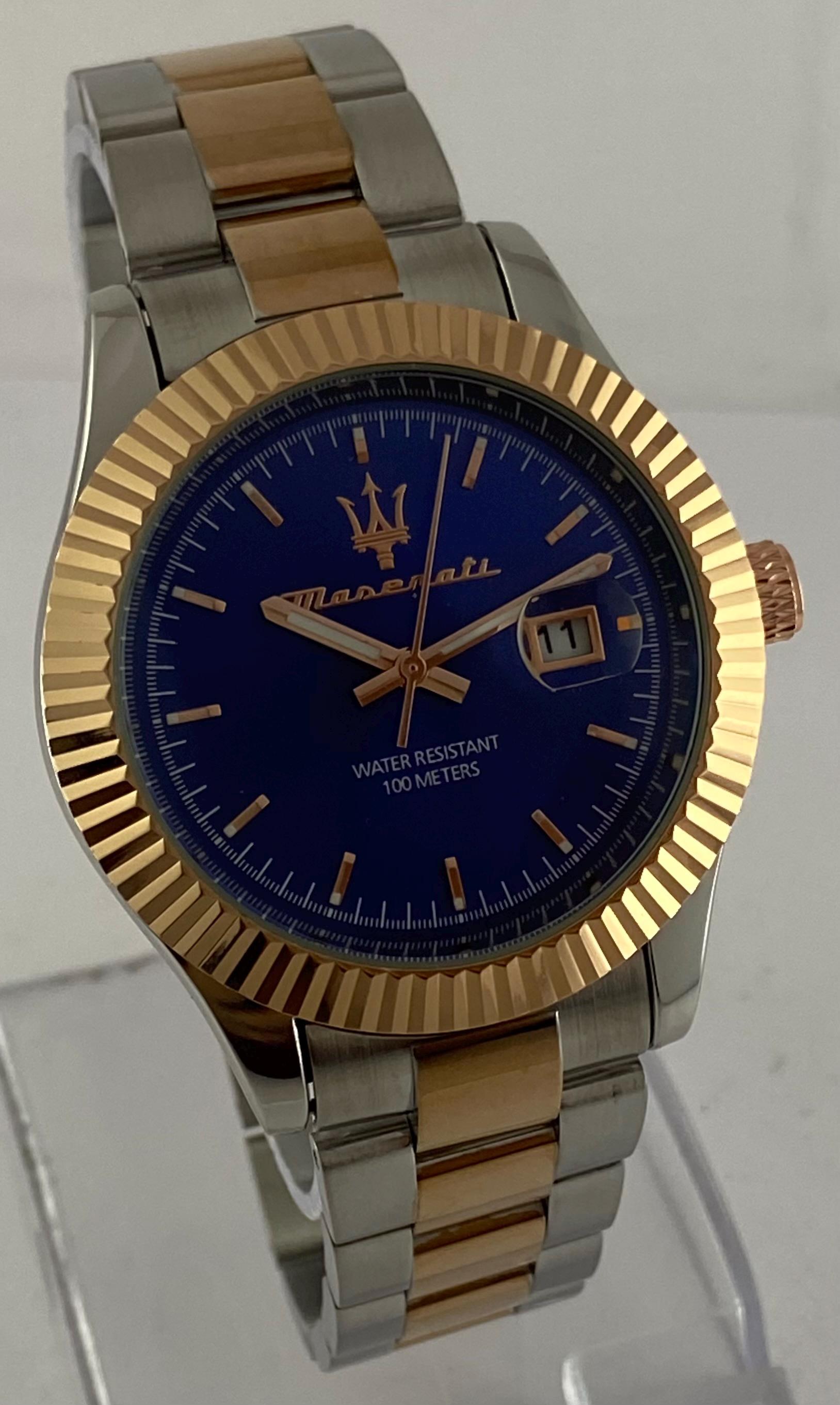 Montre Unisexe Lamborghini Plaquée Or Avec Dateur - Bracelet Cuir D'autruche - Neuf De Magasin Vintage
