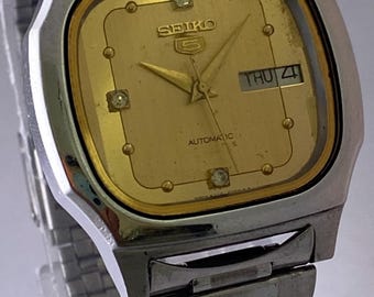 ヴィンテージ セイコー5 自動巻き メンズウォッチ：ブラウン文字盤