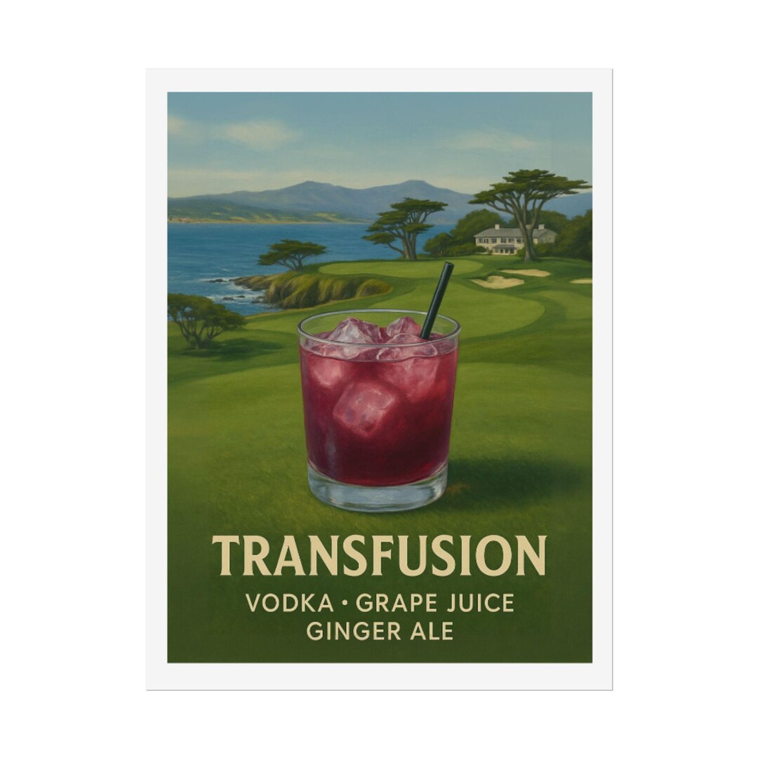 Transfusion Cocktail Sign Vintage Transfusion Cocktail Rolled Poster, Retro Bar Decor, Golf ...