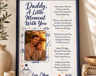 Poema imprimible para recuerdo fotográfico del Día del Padre / Papá, un pequeño momento contigo / Regalo para insertar la foto de papá / Manualidad para niños del Día del Padre