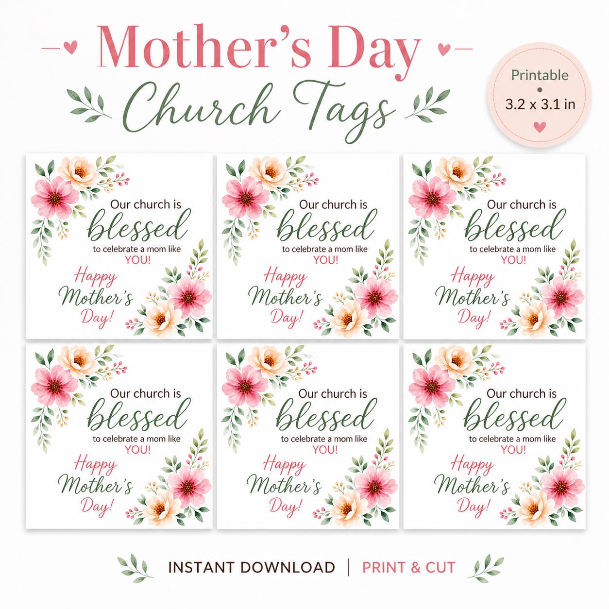 Mother's Day Church Tag Digital Download and Printable Handout Gift ...