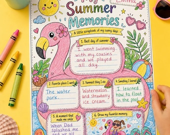 Lista de actividades de verano para colorear (imprimible), plantilla de hoja de trabajo de flamencos, plantilla de verano para niños, lista de verificación de actividades de verano