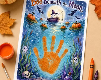 Manualidad de Halloween con huellas de manos / Recuerdo de Halloween / Imprimible de Halloween / Descarga digital / Manualidad de Halloween