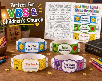 VBS Illumination Themed Bracelet for Kids, Bible Coloring Activity, Be A Light For Jesus Activity for Kids, Sunday School, Home School