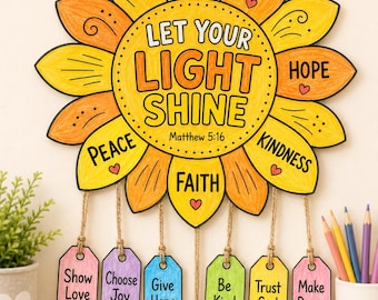 Let Your Light Shine Craft, Bible Lesson Craft, Sunday School, Christian Education, Bible Verse Coloring, Church Lesson Kids Sunflower