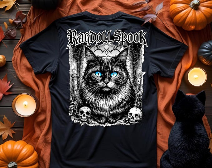 Featured listing image: Autumn Ragdoll Cat T-Shirt: Halloween Pumpkin Tee, Cozy Cat Lover Gift