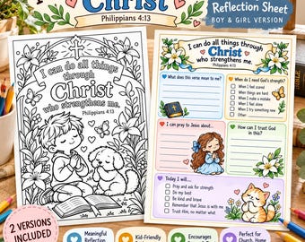 Mal- und Meditationsmaterial für christliche Kinder | Ich vermag alles durch Christus | Arbeitsblatt für den christlichen Sonntagsschulunterricht | Philipper 4,13