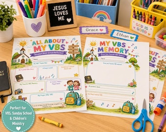Hoja de trabajo de la Escuela Bíblica de Vacaciones 2026 con certificado incluido / Páginas de reflexión de la Escuela Bíblica de Vacaciones / Hojas de actividades imprimibles para niños cristianos / Recuerdo de la Escuela Bíblica