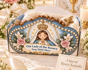 Erinnerungsbox „Unsere Liebe Frau vom Rosenkranz“ zum Ausdrucken | Katholischer Rosenkranzhalter zum Basteln | Marienbastelidee zum Beten mit Maria | Aktivität zum Rosenkranzmonat Oktober