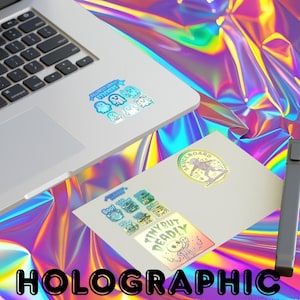 Macabre Cute Stickers Creepy Hawaii Ghosts & Skulls Pastel Goth Holographic Sticker Pack for Journal Laptop and Water Bottle