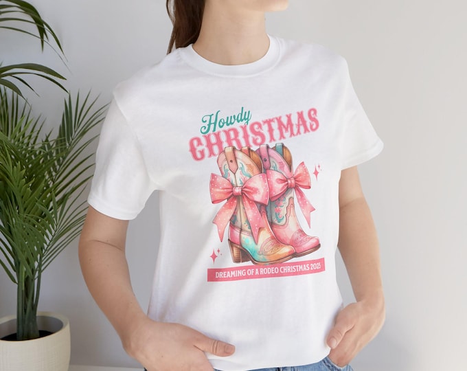Featured listing image: Howdy Christmas Cute Fall Romantic Pastel Color 2025 Shirt - Cowboy Boots Holiday Tee, Country Western Cowgirl Shirt