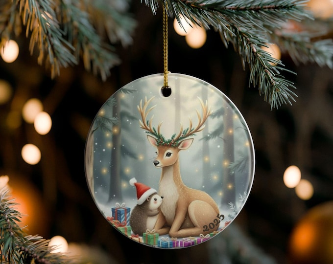 Featured listing image: Peace Cozy Fall Romance Cottagecore Christmas Ceramic Ornament Decoration, Holiday Decor, Tree Decor, Winter Decoration, Family Gift