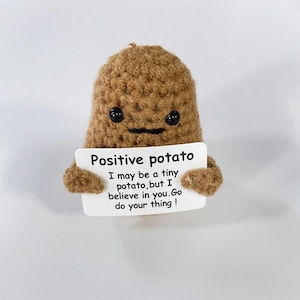 Crocheted Potato Pal: Motivational Desk Decor, Positive Crochet Spud Buddy
