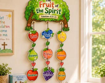 Frucht des Geistes | Christliche Mobile-Bastelvorlage für Kinder | Ausmalbild für den Sonntagsschulunterricht | Biblische Bastelvorlage zum Ausdrucken