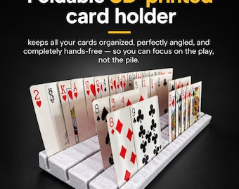 3D Printed Foldable Card Holder, Canasta Samba Poker Bridge, Hands Free, Travel, Gift