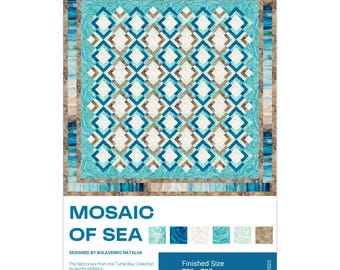 Mosaic of Sea, Quilt pattern, PDF, Download,Ukrainian quilt, Size: 73" x 73" 4-2025